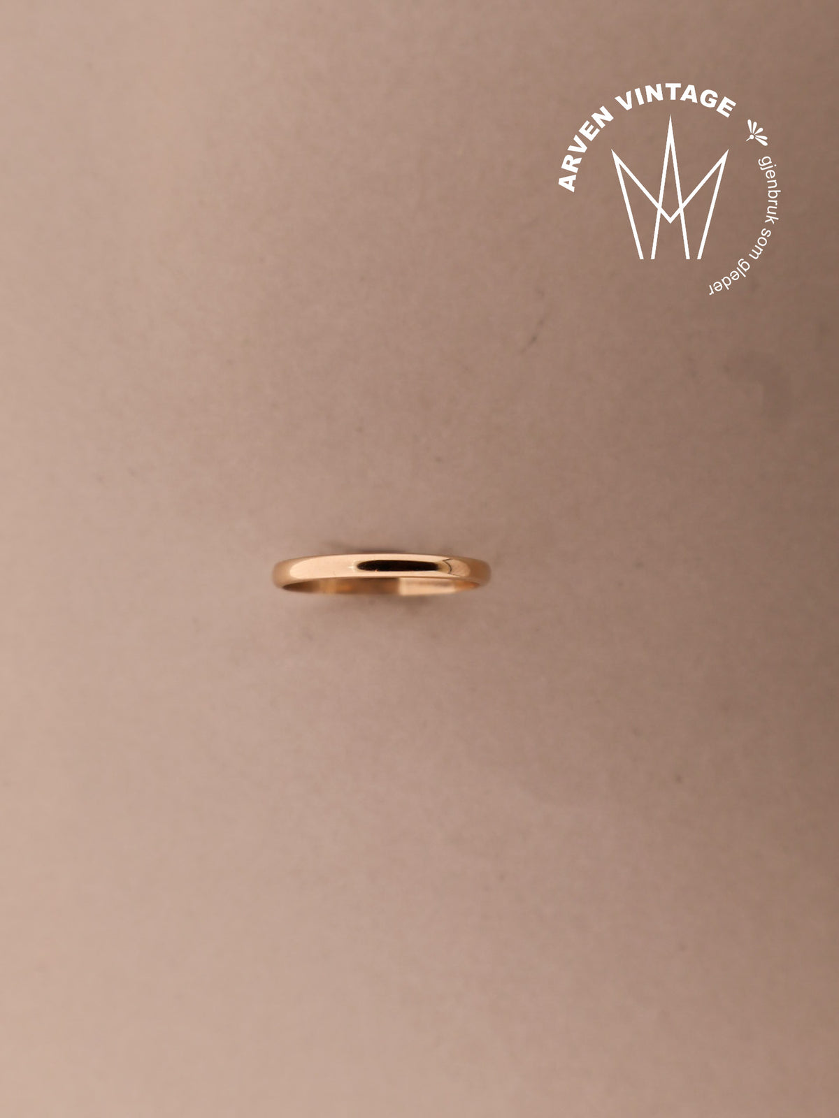 Vintage glatt ring gult gull str.59