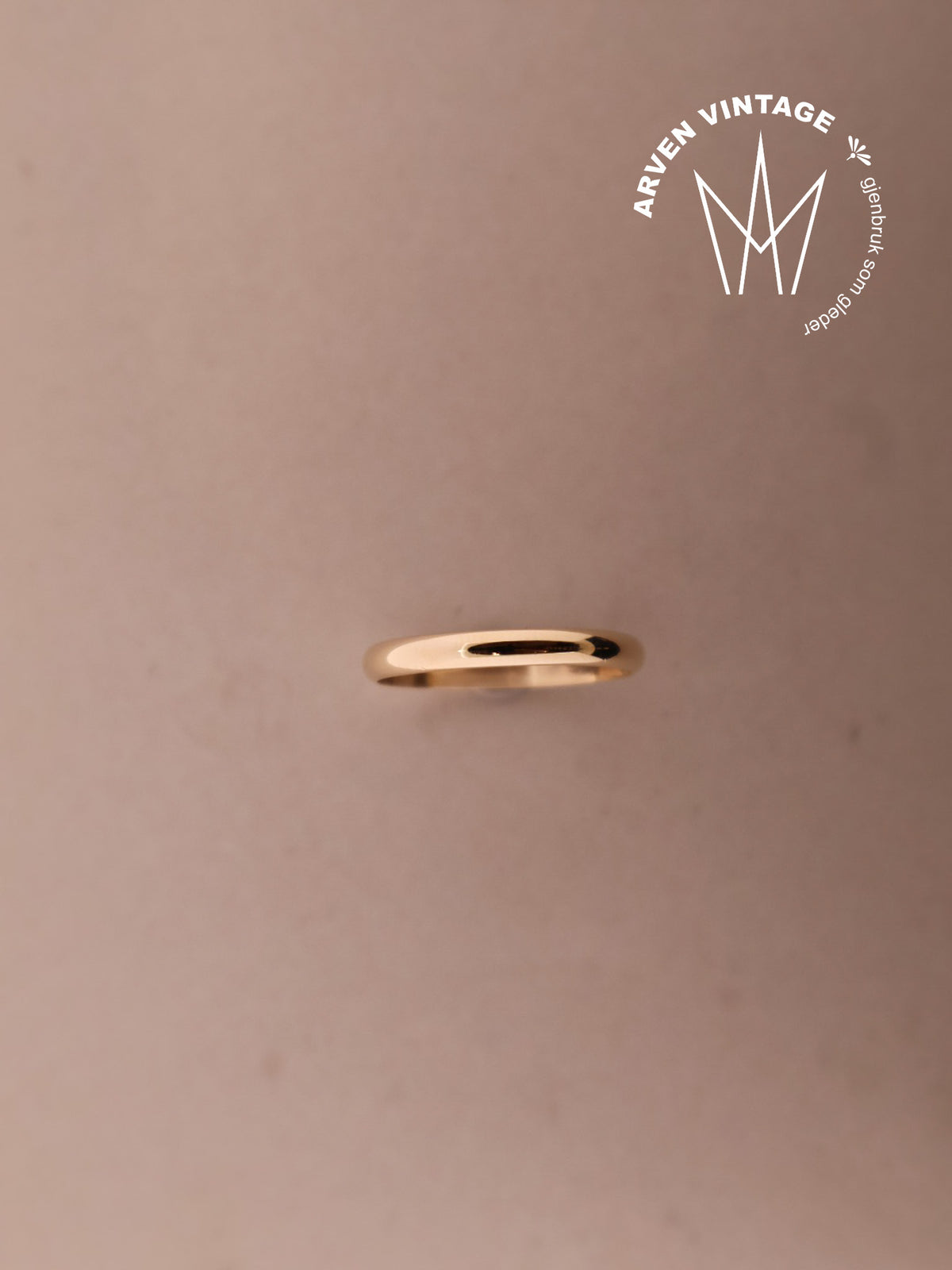 Vintage glatt ring gult gull str.65
