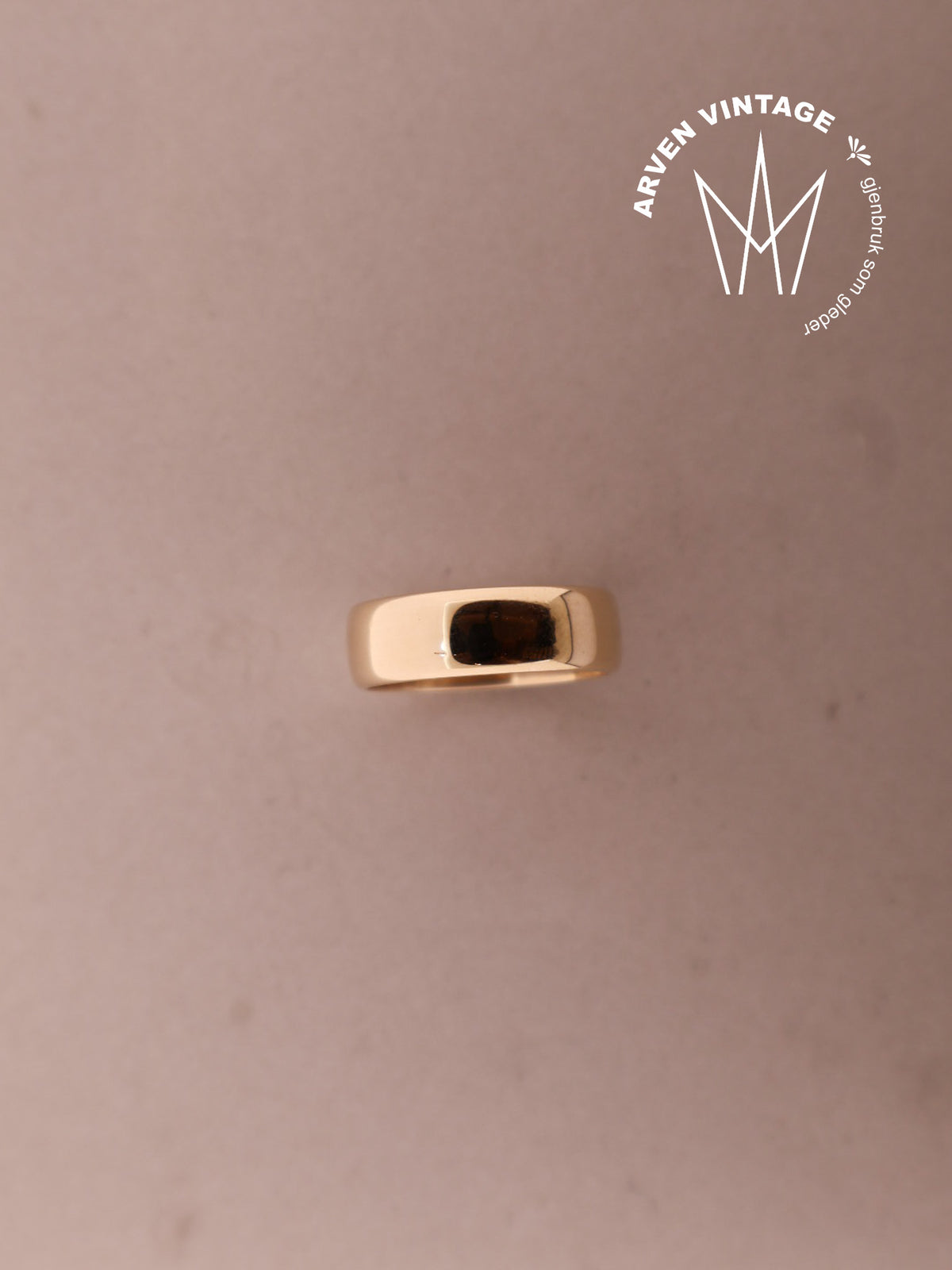Vintage glatt ring gult gull str.62