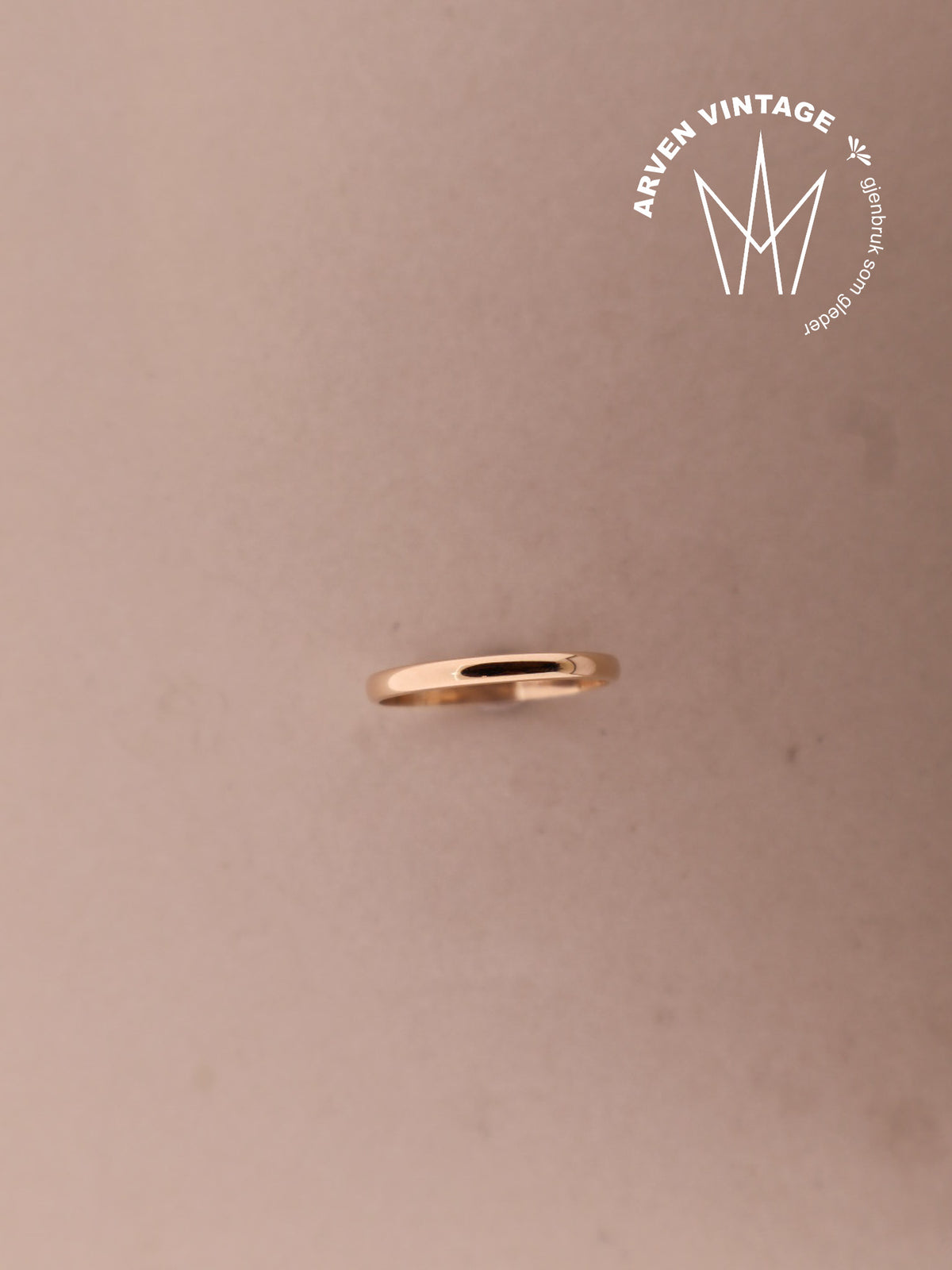 Vintage glatt ring gult gull str.57