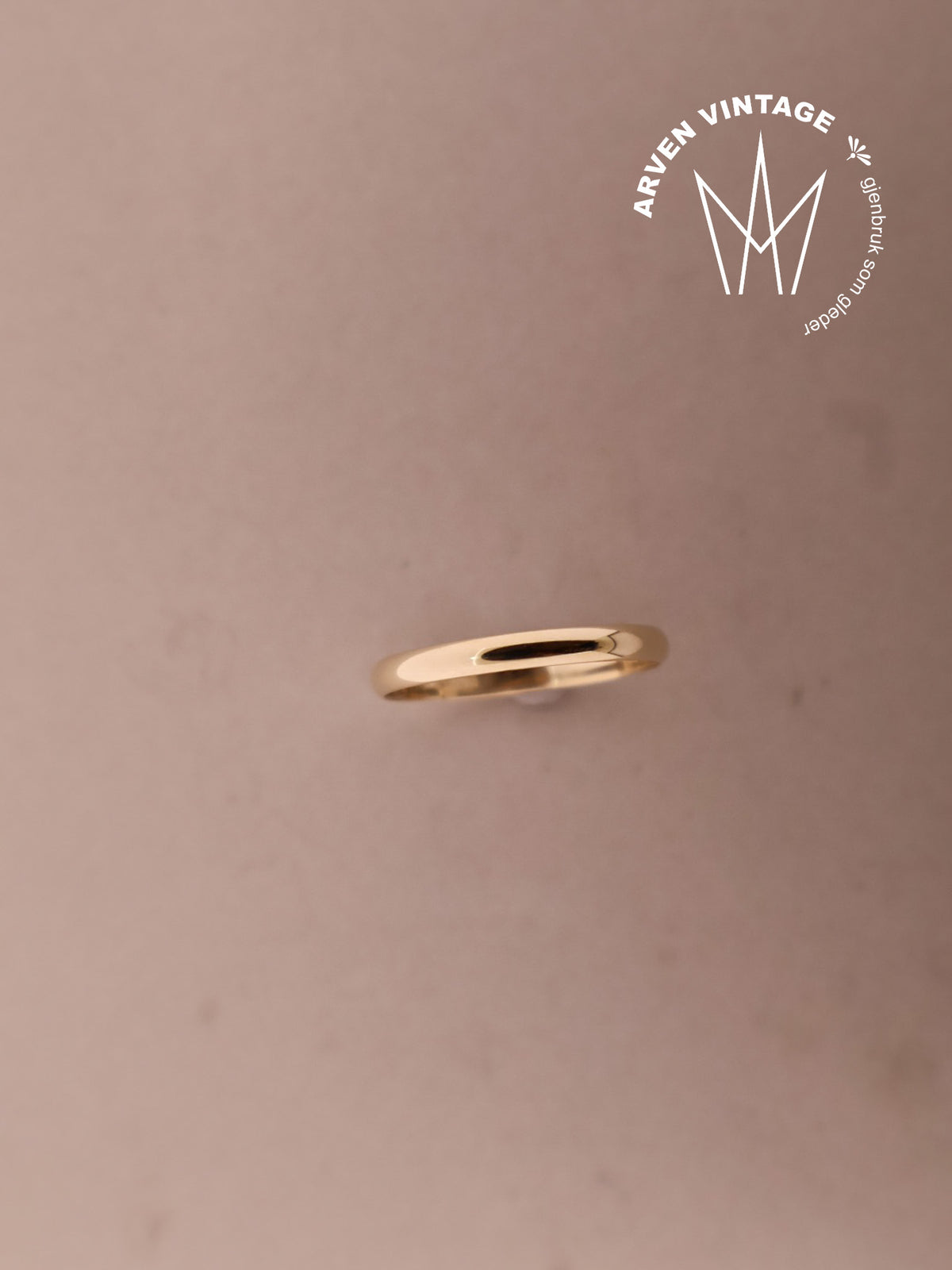 Vintage glatt ring gult gull str.71