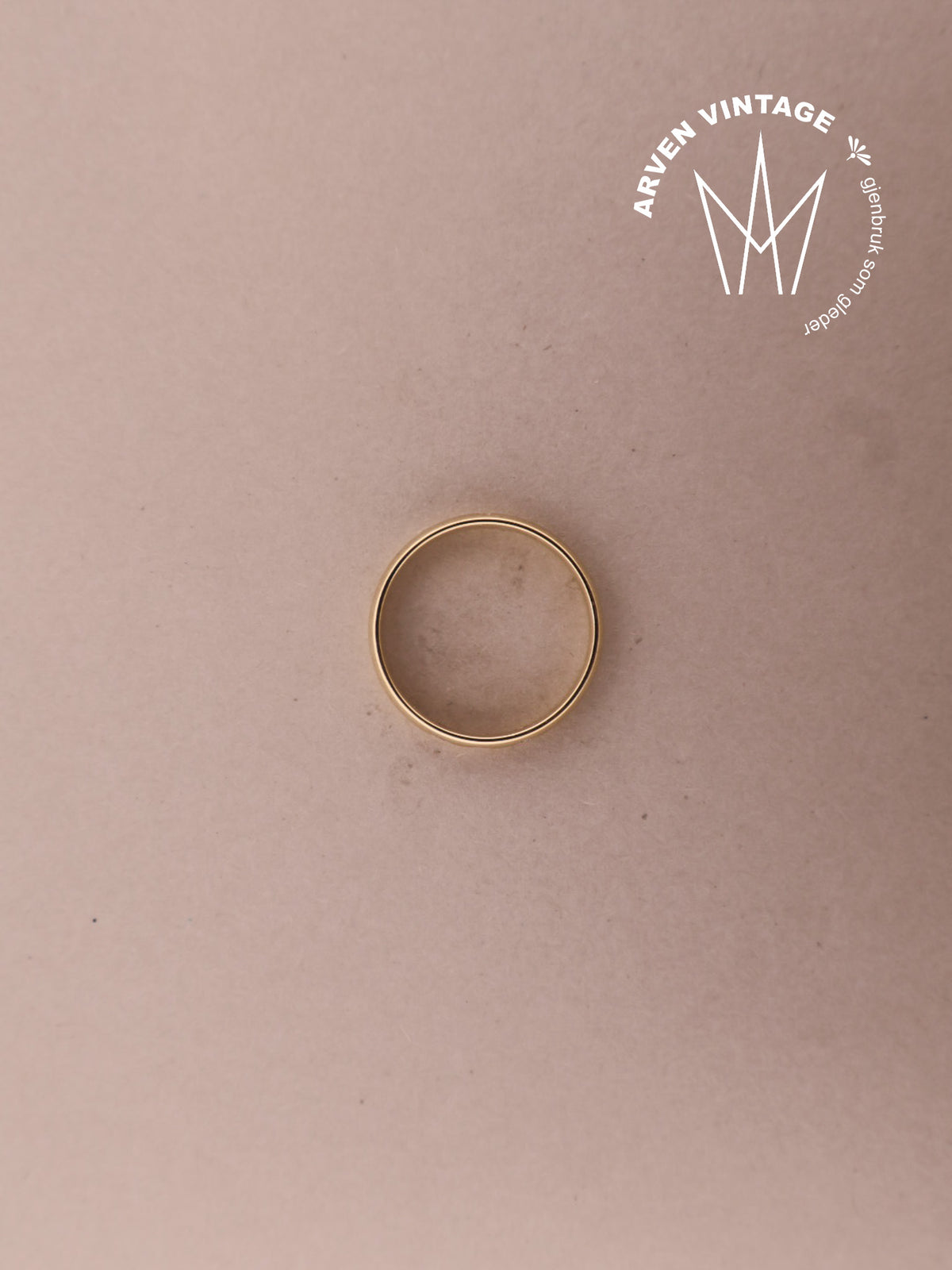Vintage glatt ring gult gull str.61