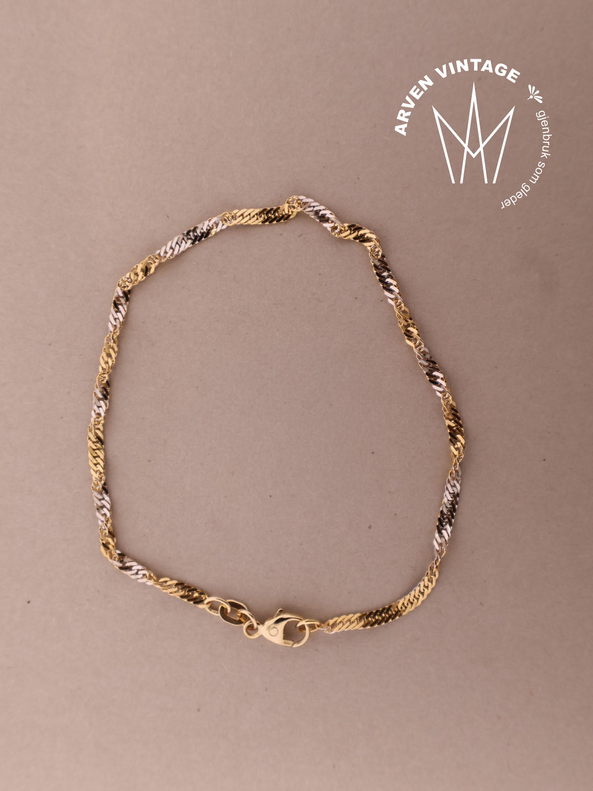 Vintage armbånd gult og hvitt gull