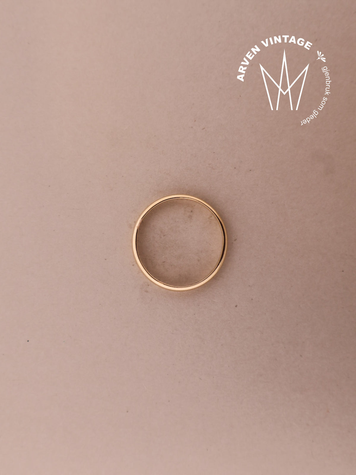 Vintage glatt ring gult gull str.62