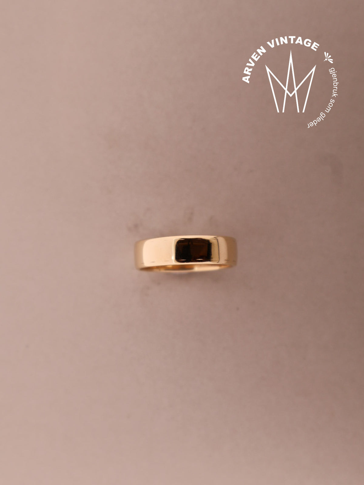 Vintage glatt ring gult gull str.61