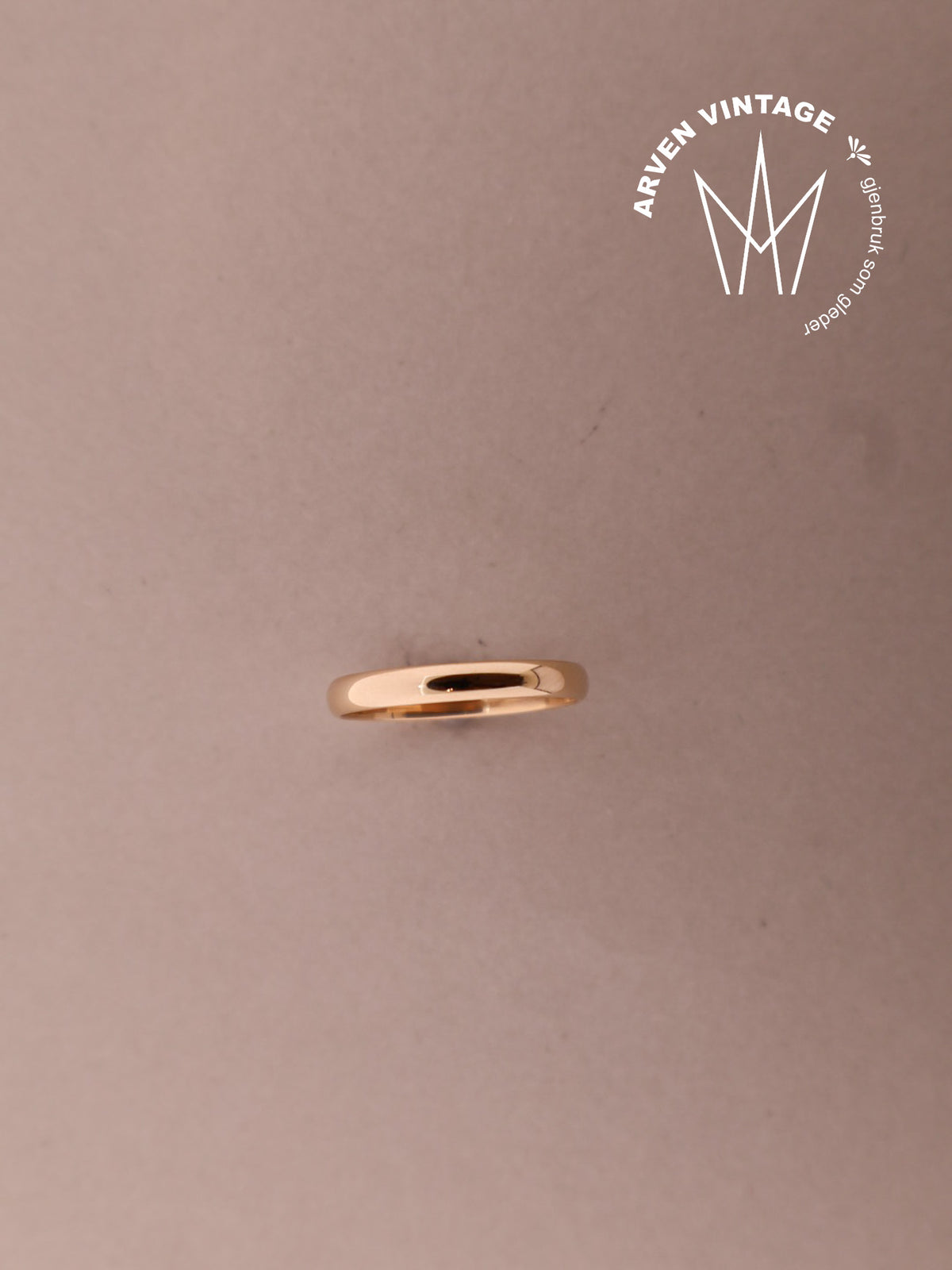 Vintage glatt ring gult gull str.63