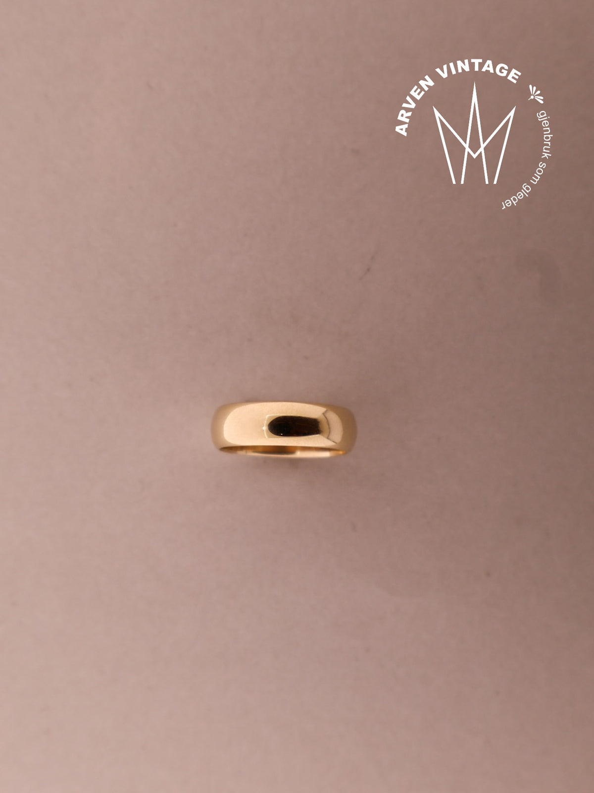 Vintage glatt ring gult gull str. 54
