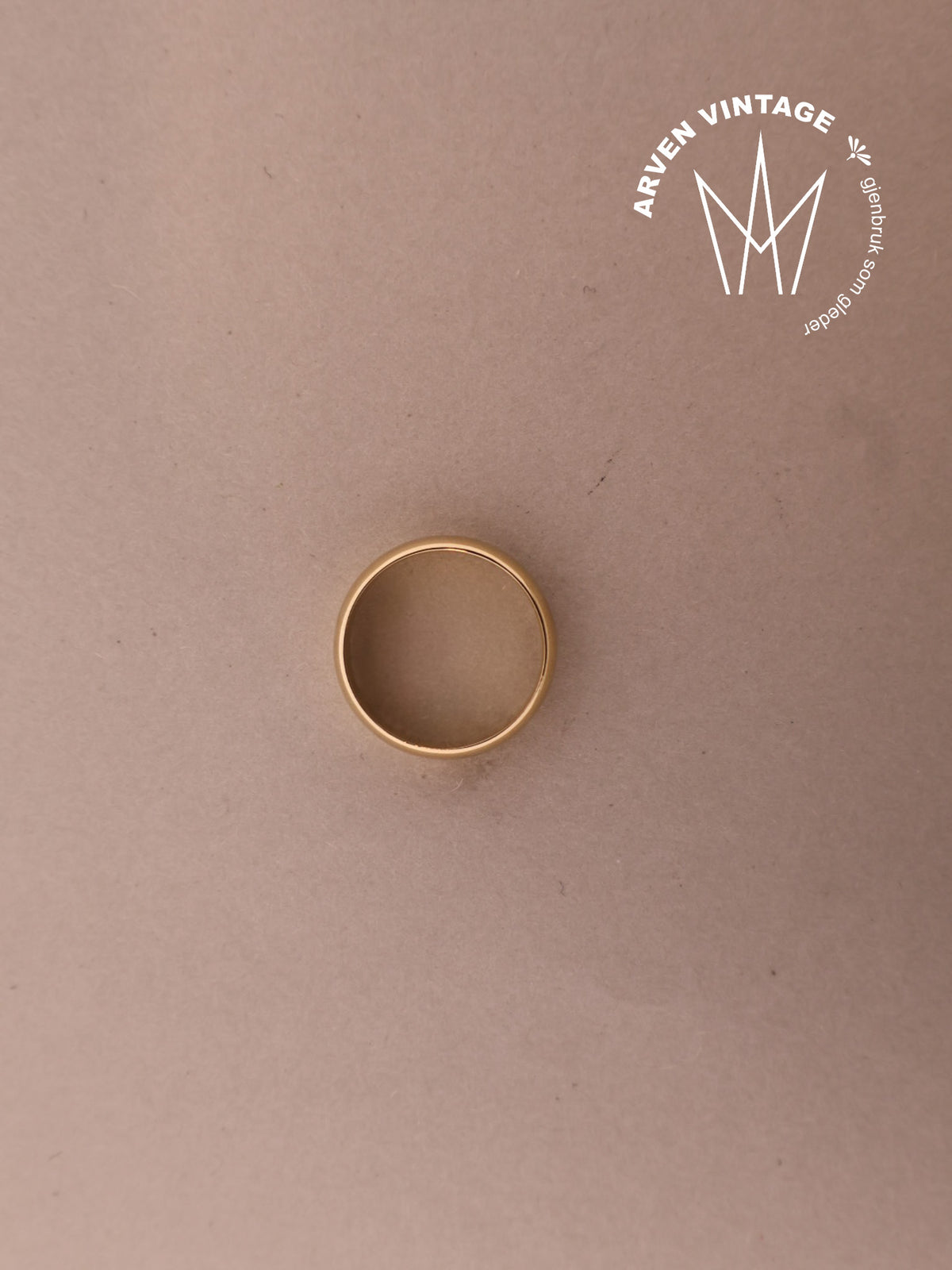 Vintage glatt ring gult gull str. 54