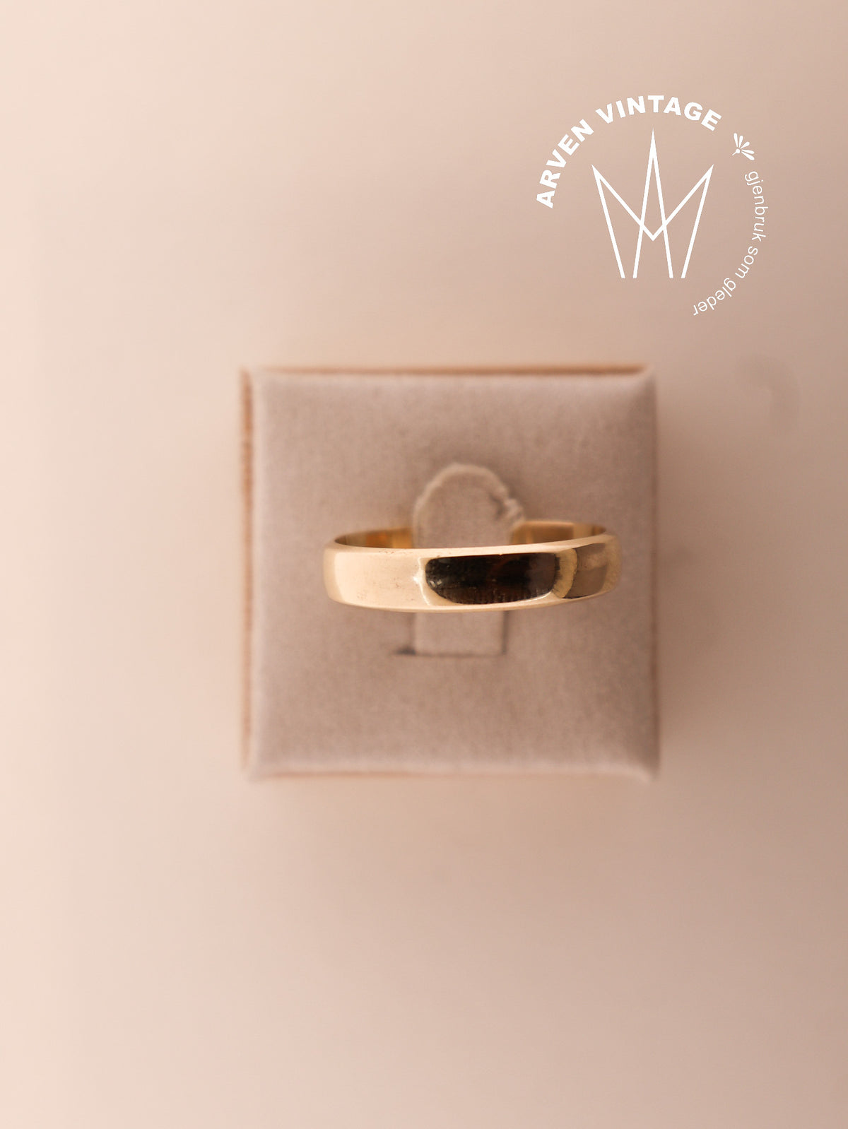 Vintage glatt ring gult gull str.69