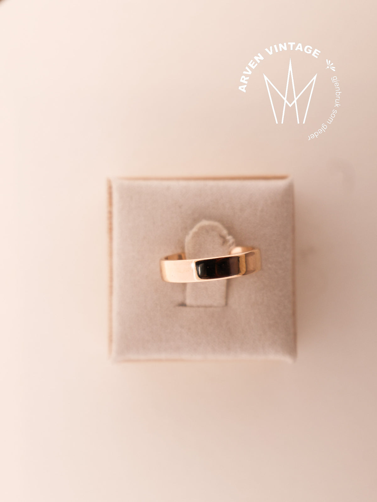 Vintage glatt ring gult gull str.51