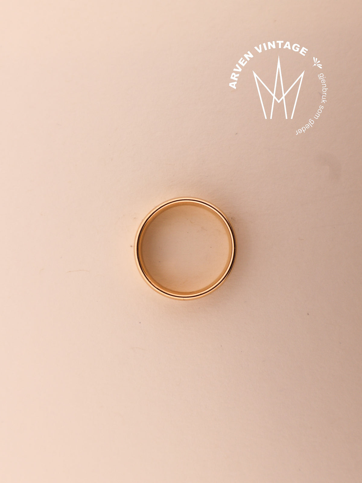Vintage glatt ring gult gull str.59
