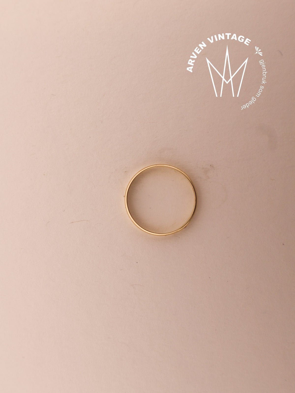 Vintage ring gult gull med blank sten str.52