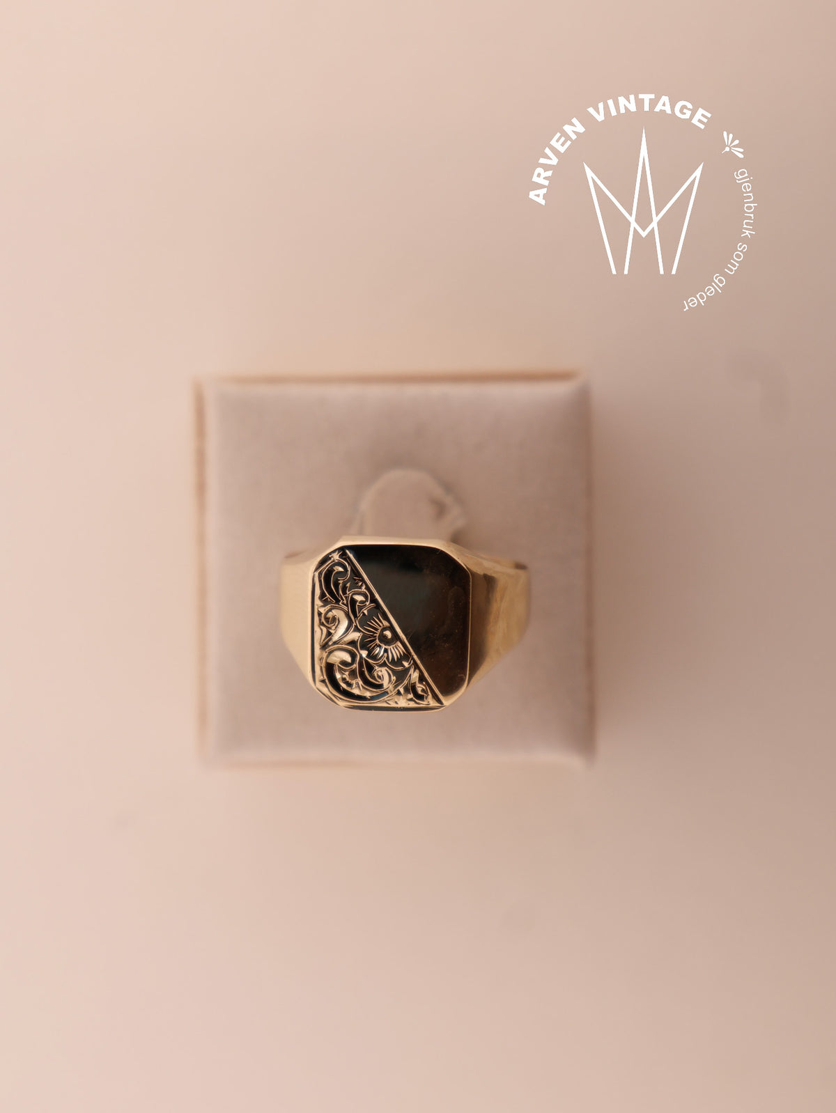 Vintage signetring gult gull str66