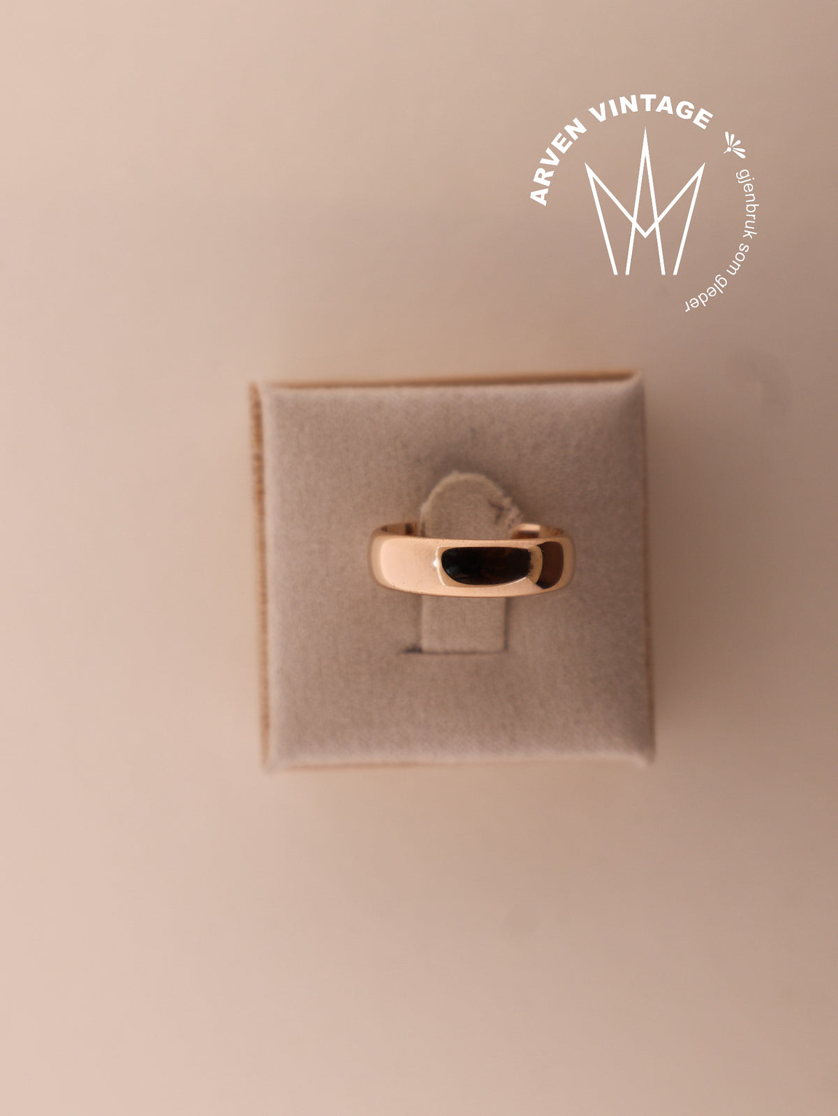 Vintage glatt ring gult gull str49