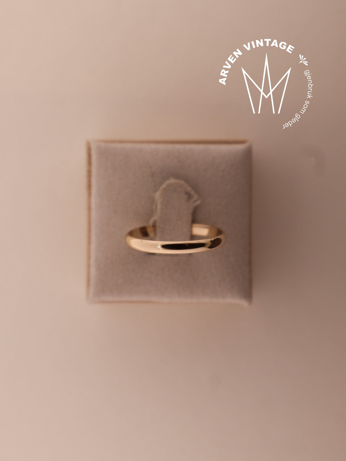 Vintage glatt ring gult gull str60