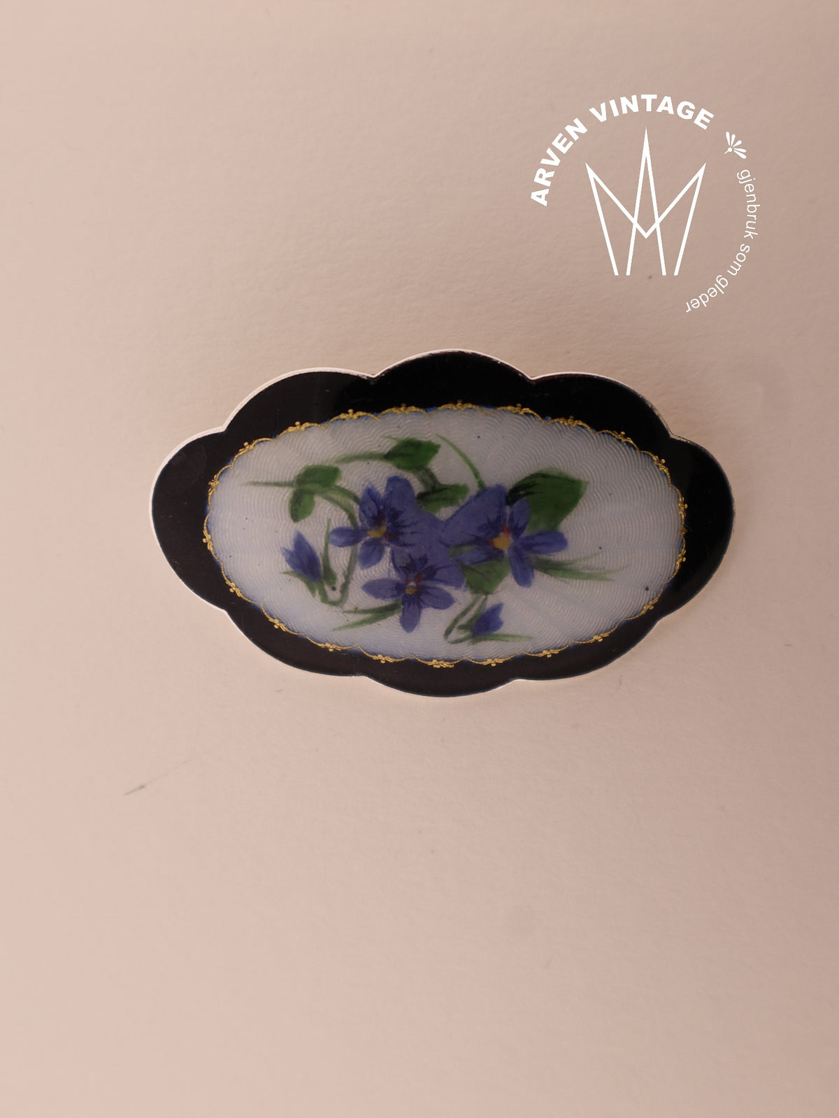 Vintage sølv emaljebrosje
