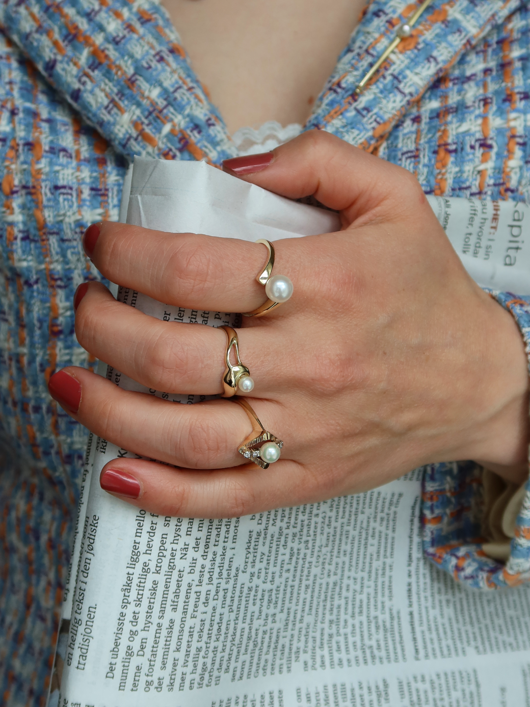 Vintage diamantring gult gull