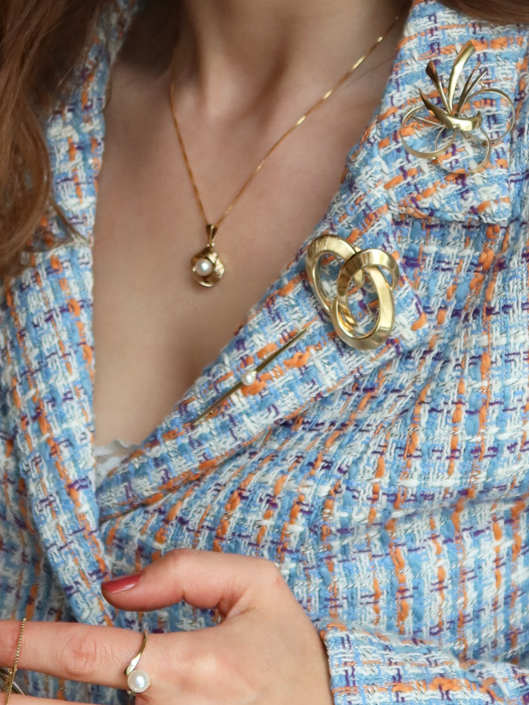 Vintage brosje gult gull