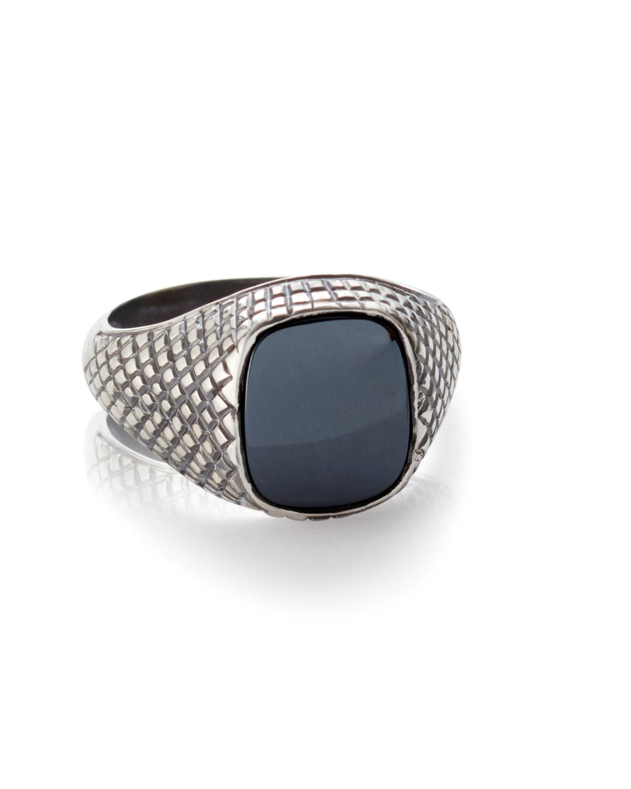 Unisex ring med blodstein i oksidert sølv
