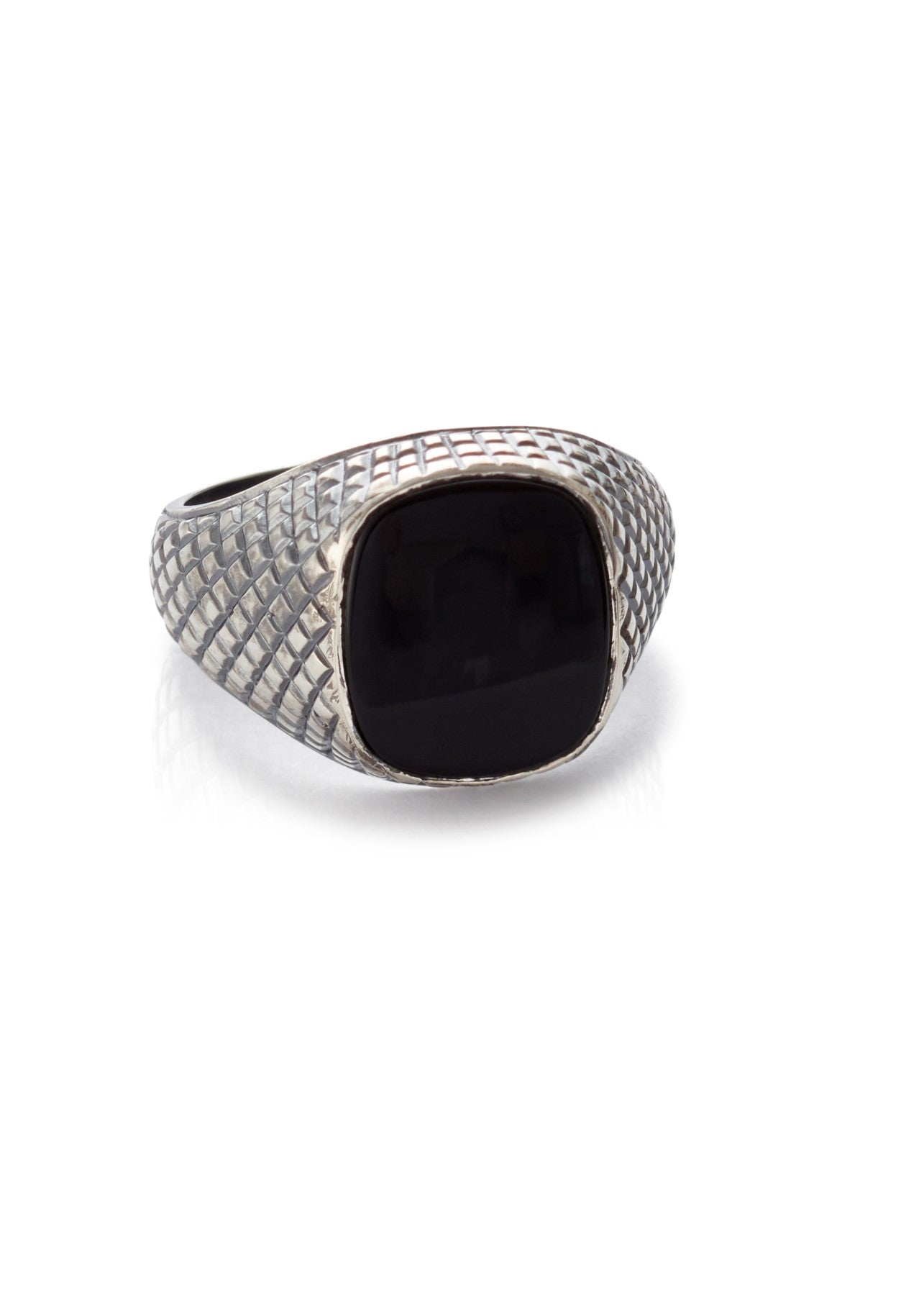 Unisex ring med Onyx i oksidert sølv