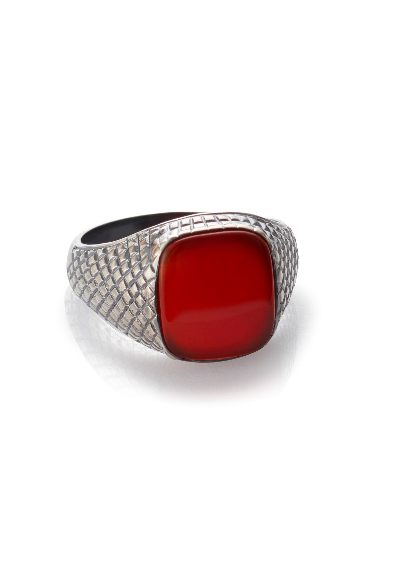 Unisex ring with carnelian in silver