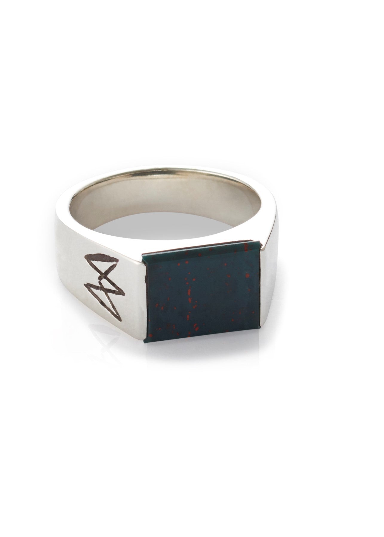 Unisex ring med heliotrop i sølv