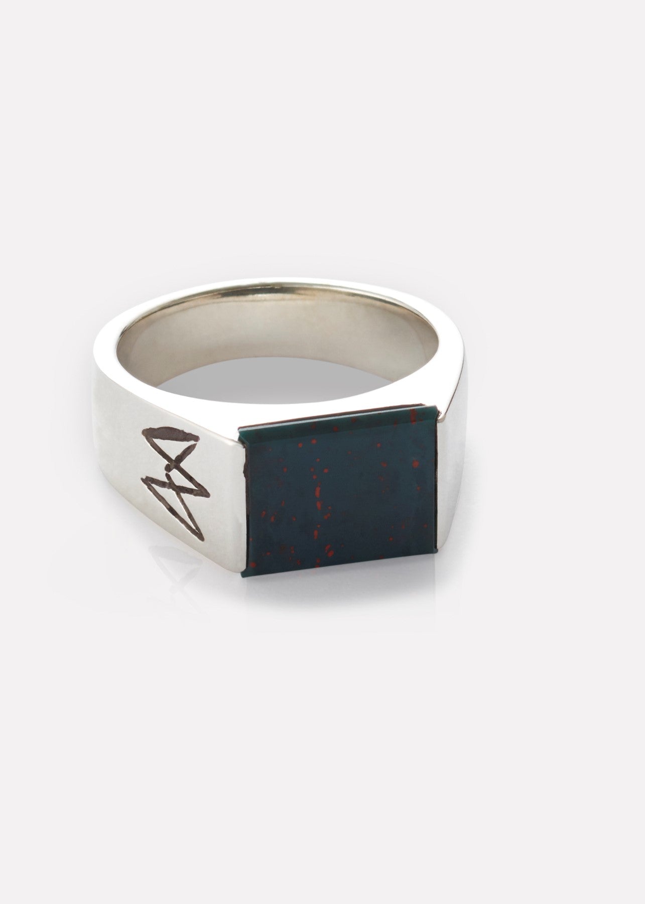 Unisex ring med heliotrop i sølv