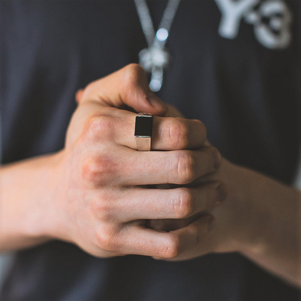 Unisex ring med heliotrop i sølv
