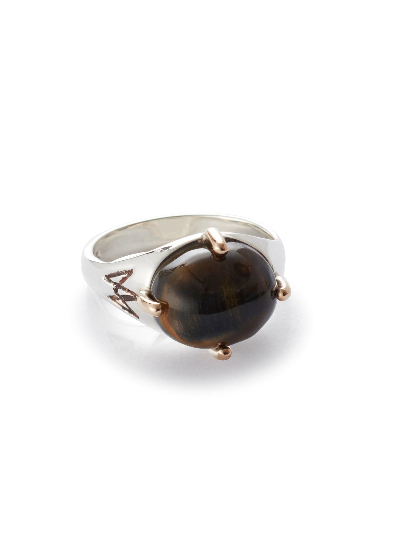 Unisex ring med gullklør og falkøye