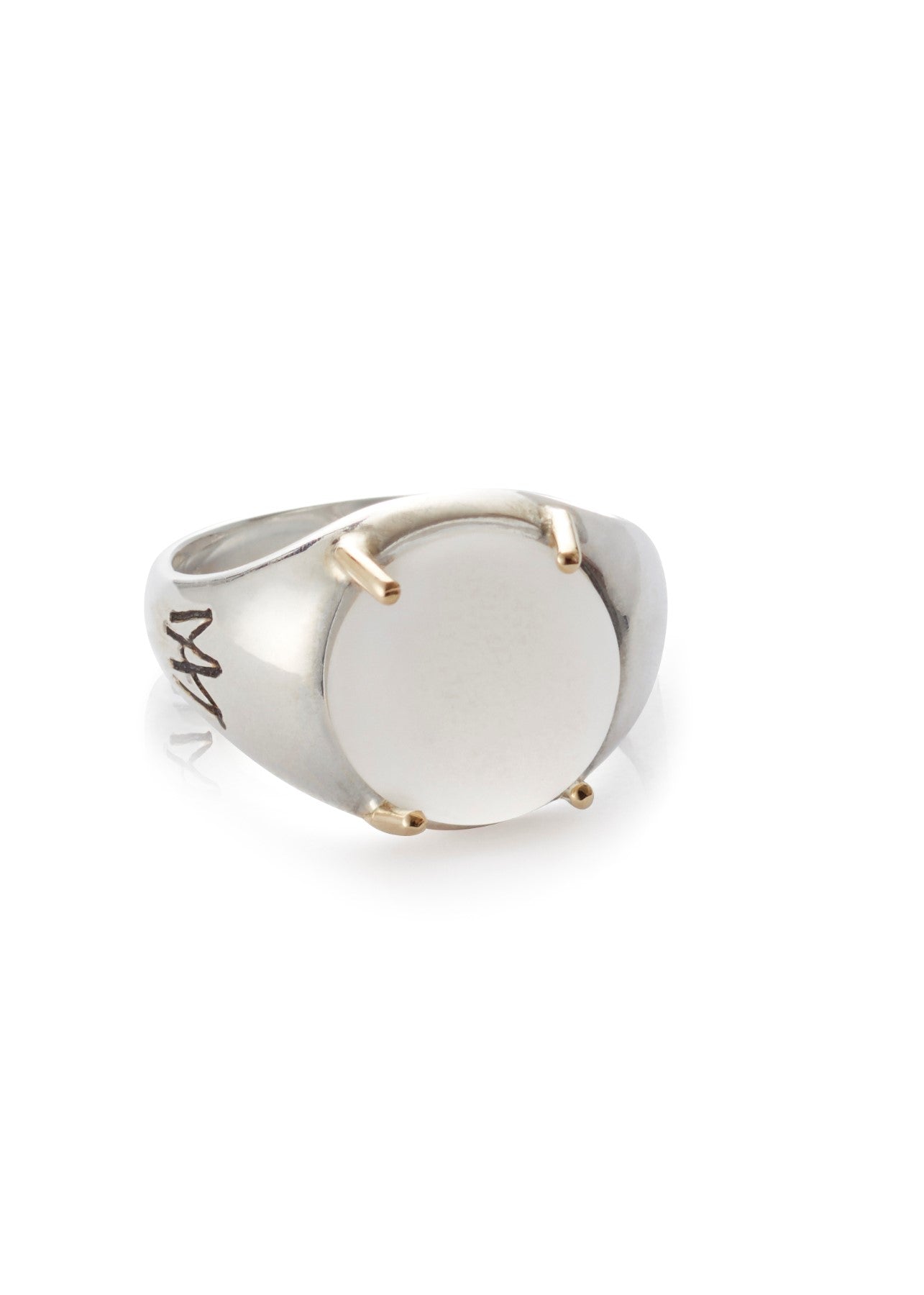 Unisex ring med gullbelagt klør og matt månesten