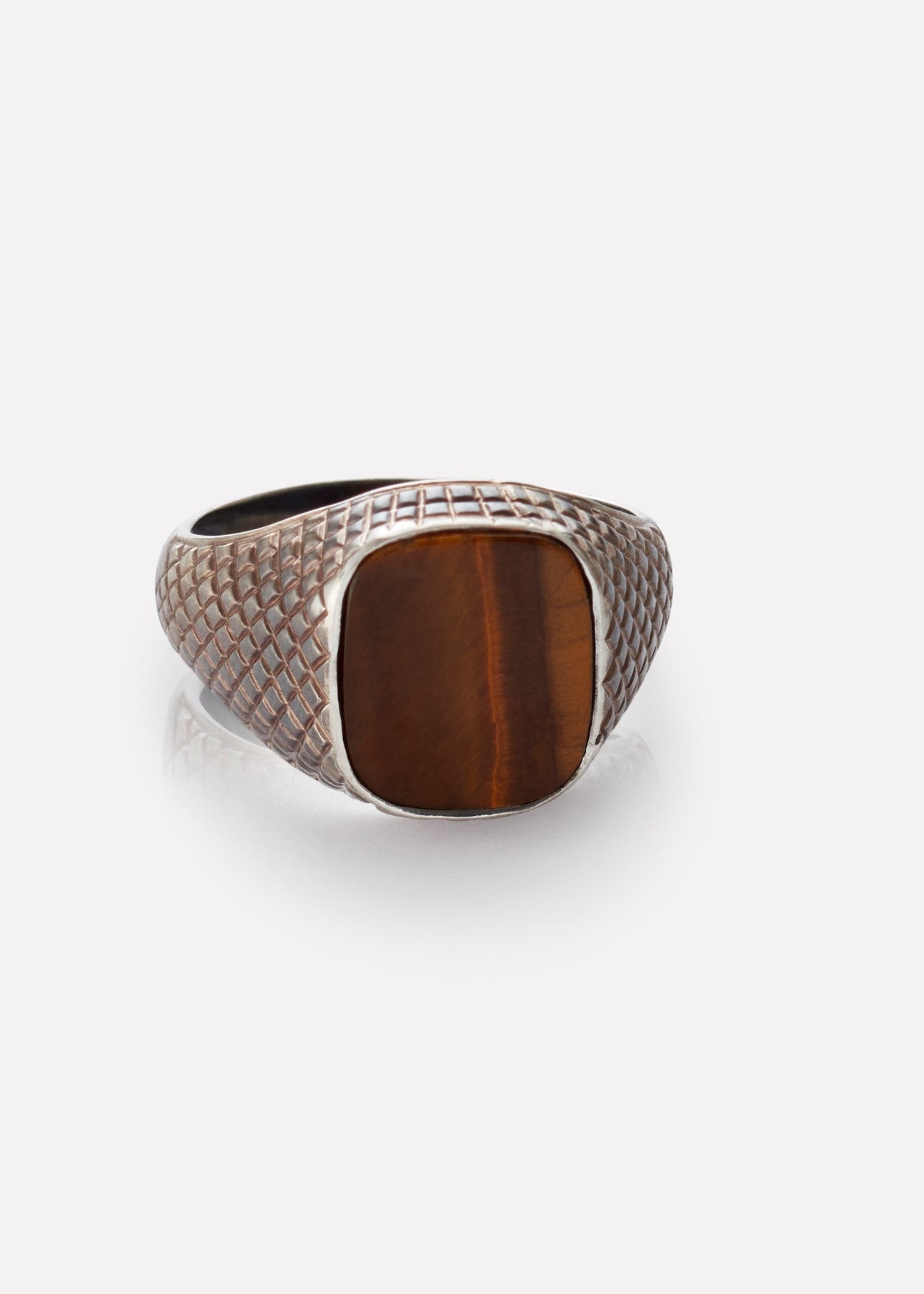 Unisex ring with tiger's eye in silver