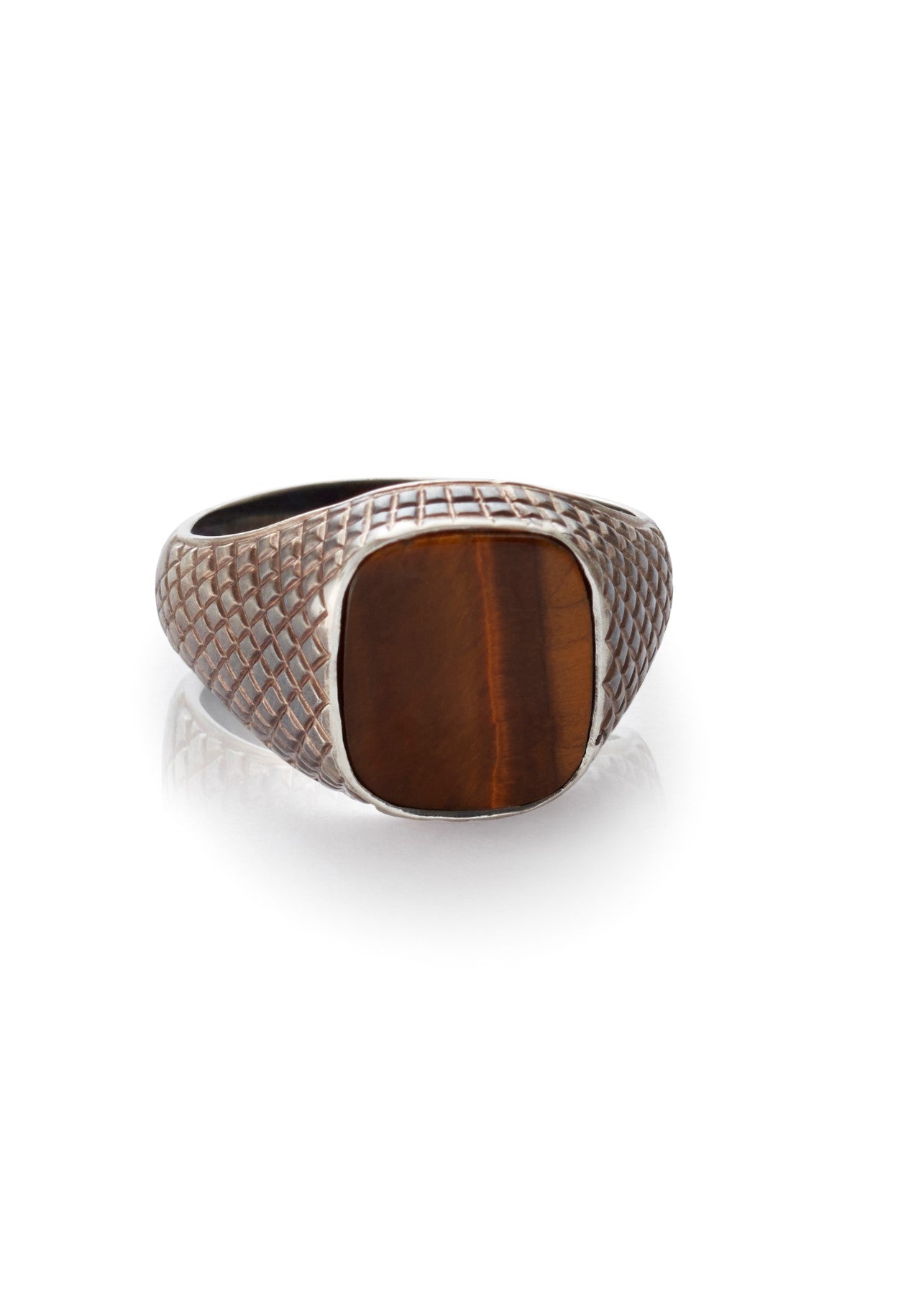 Unisex ring med tigerøye i sølv