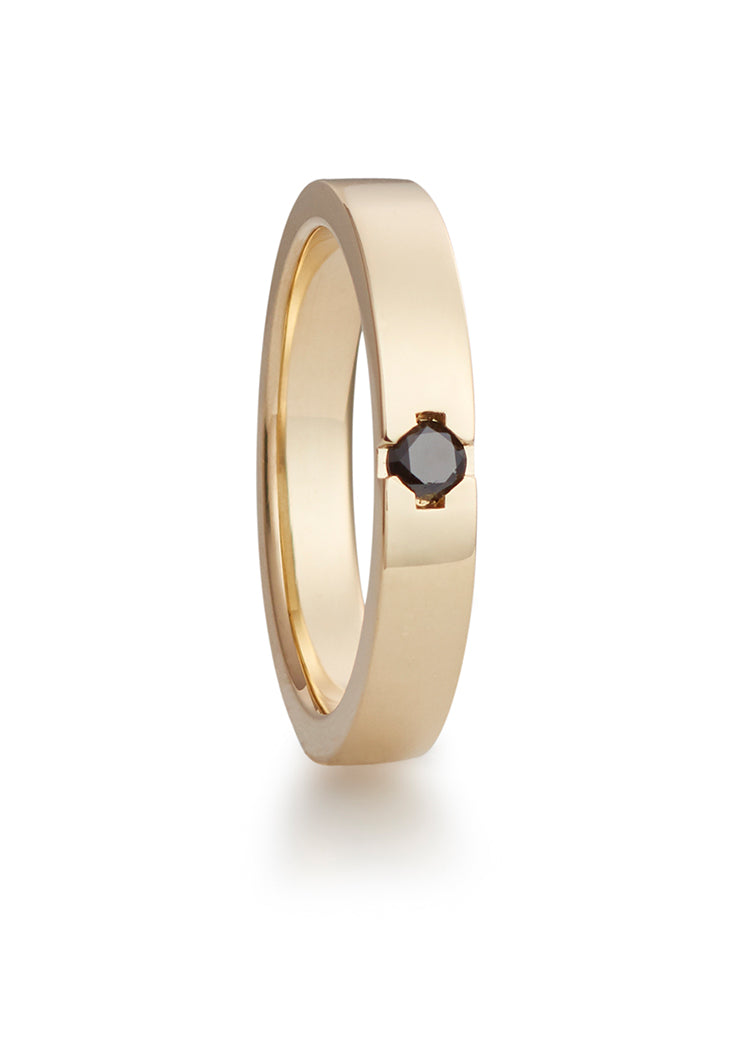 Majestic ring in yellow gold with black diamond, men&