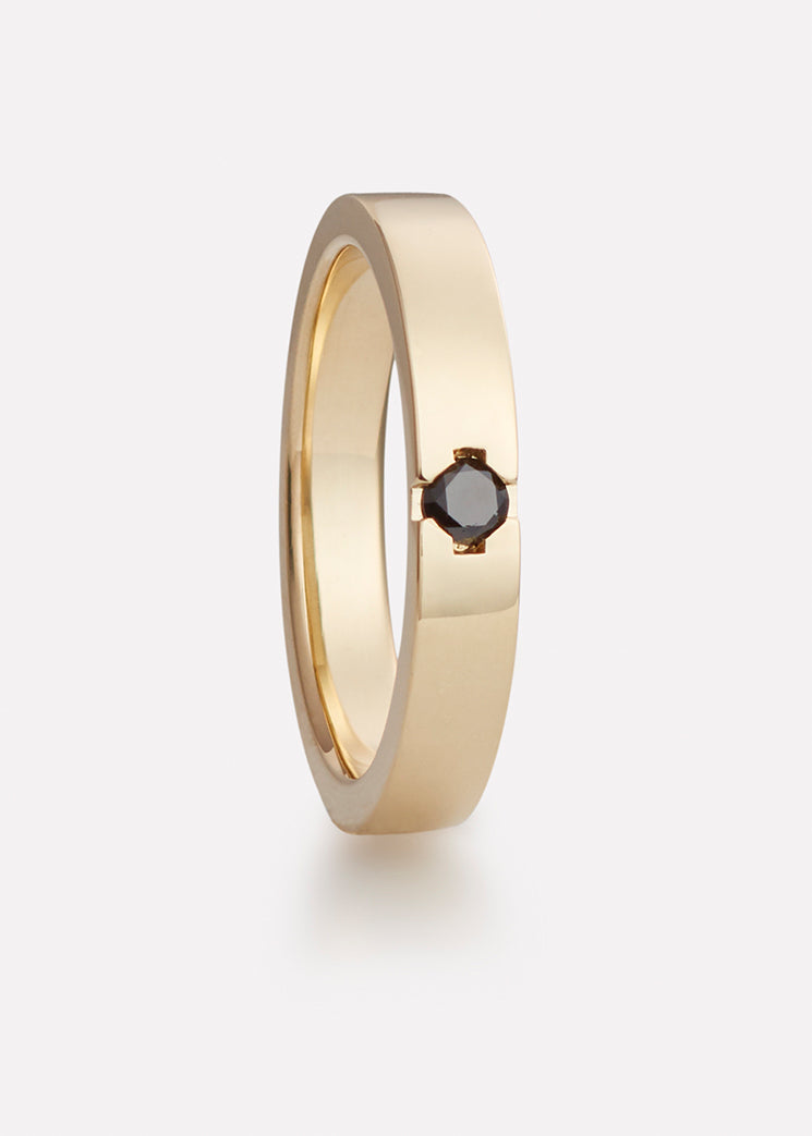 Majestic ring in yellow gold with black diamond, men's