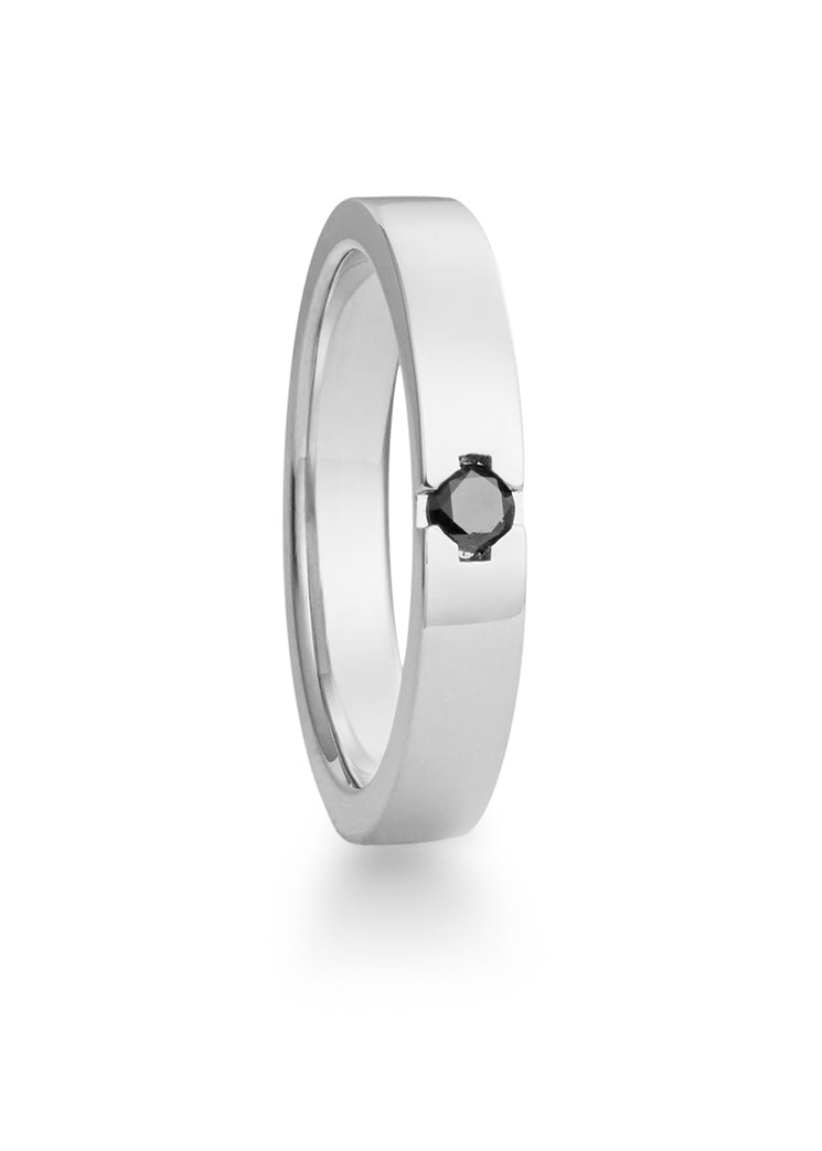 Majestic ring in white gold with black diamond, men's