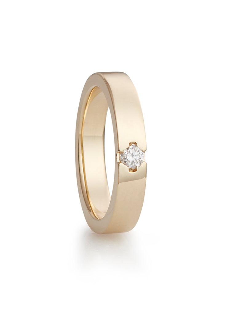 Majestic ring in yellow gold with diamond, ladies