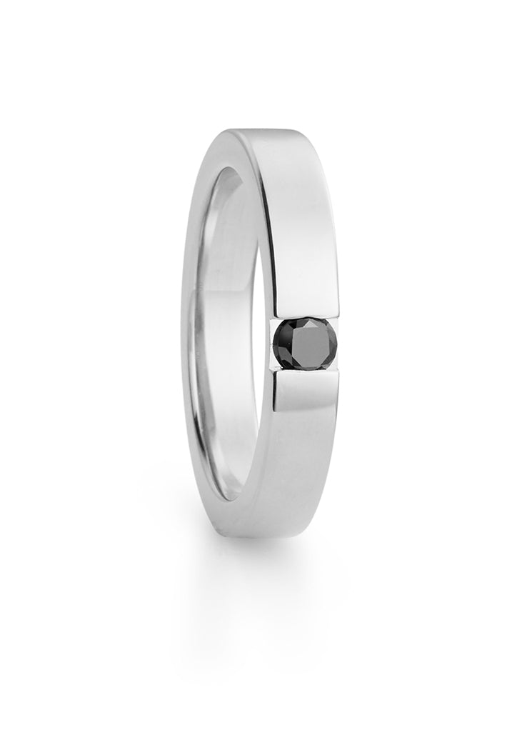 Stas ring in white gold with black diamond, men