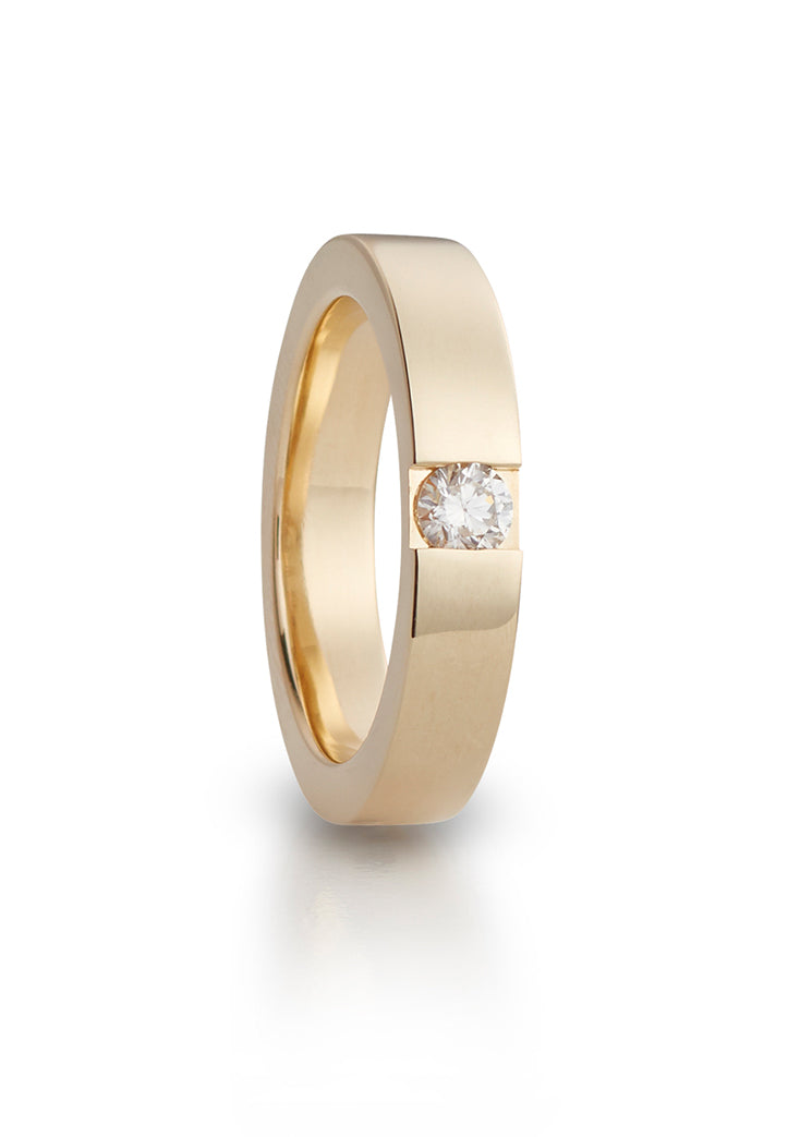 Stas ring in yellow gold with diamond, ladies