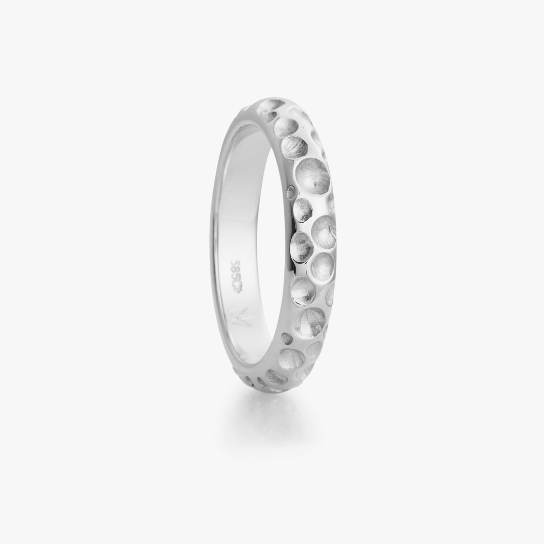 Boble ring i hvitt gull, herre