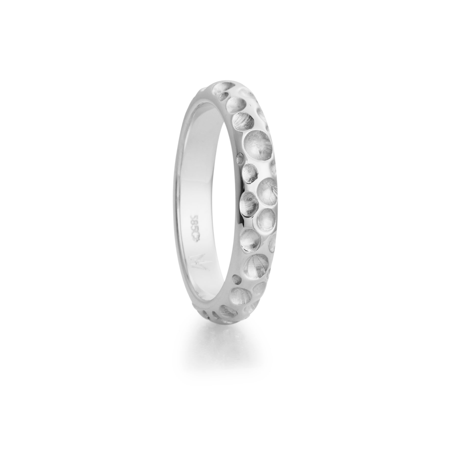 Boble ring i hvitt gull, herre