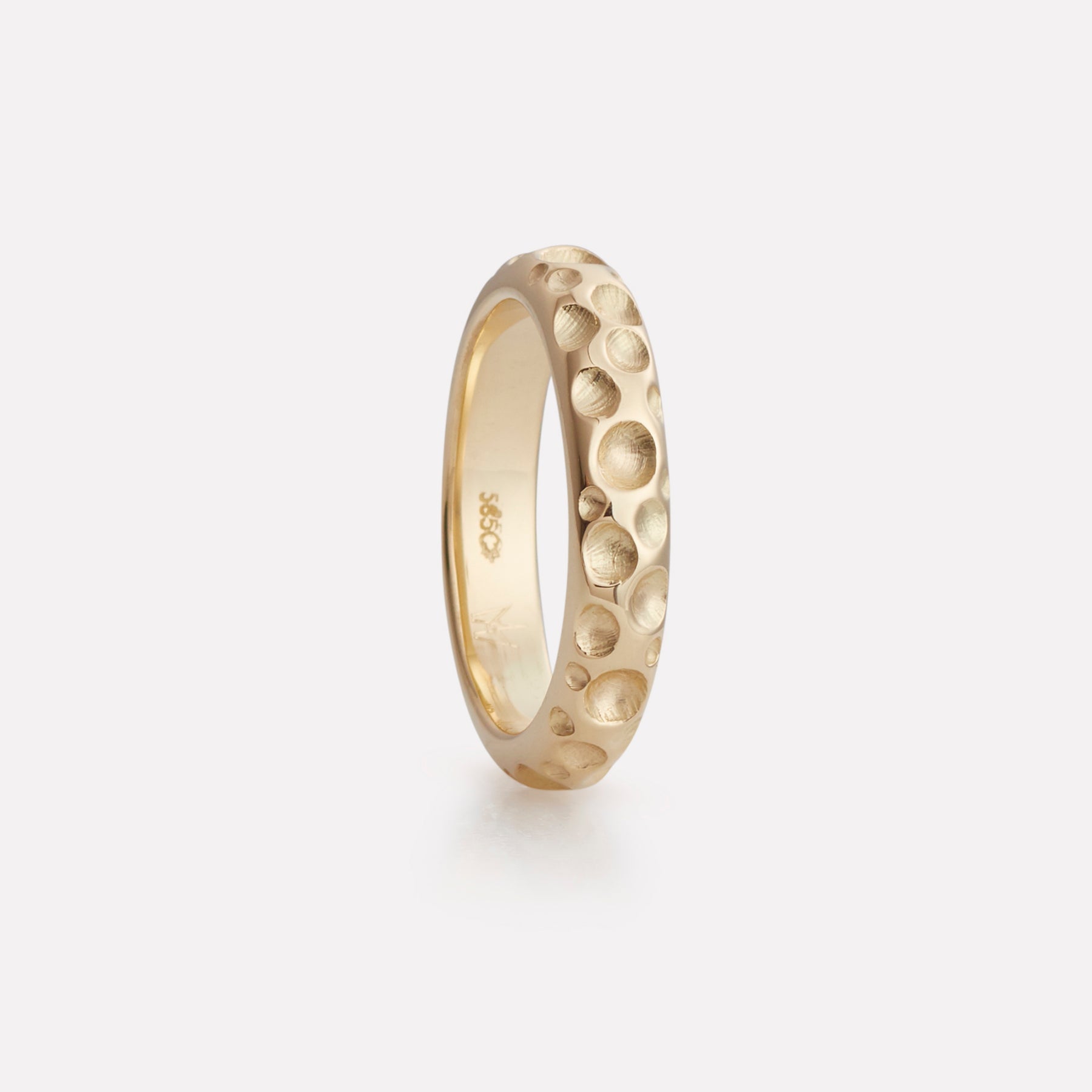 Boble ring i gult gull, dame