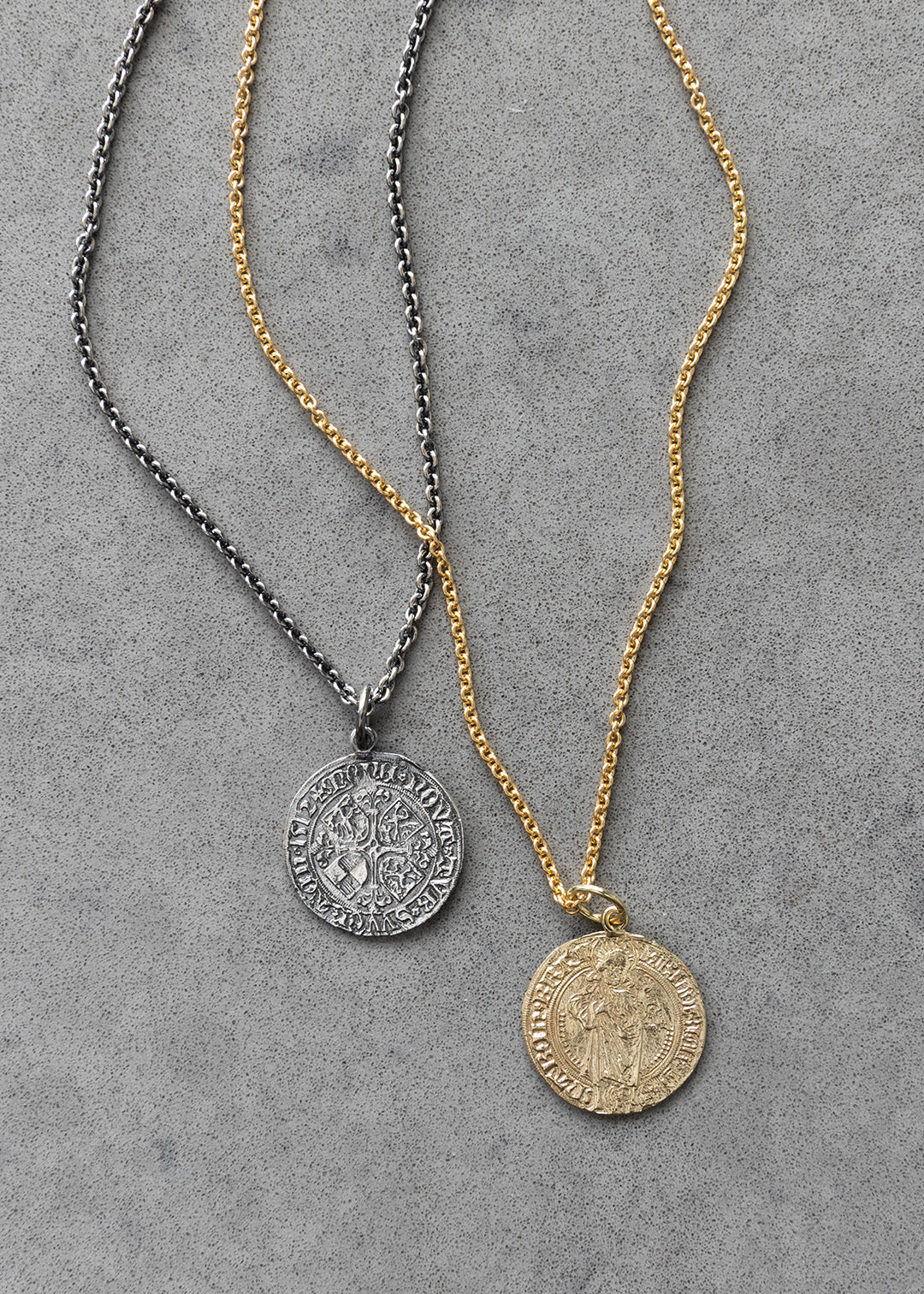 Bryggen coin pendant in gilt silver with chain