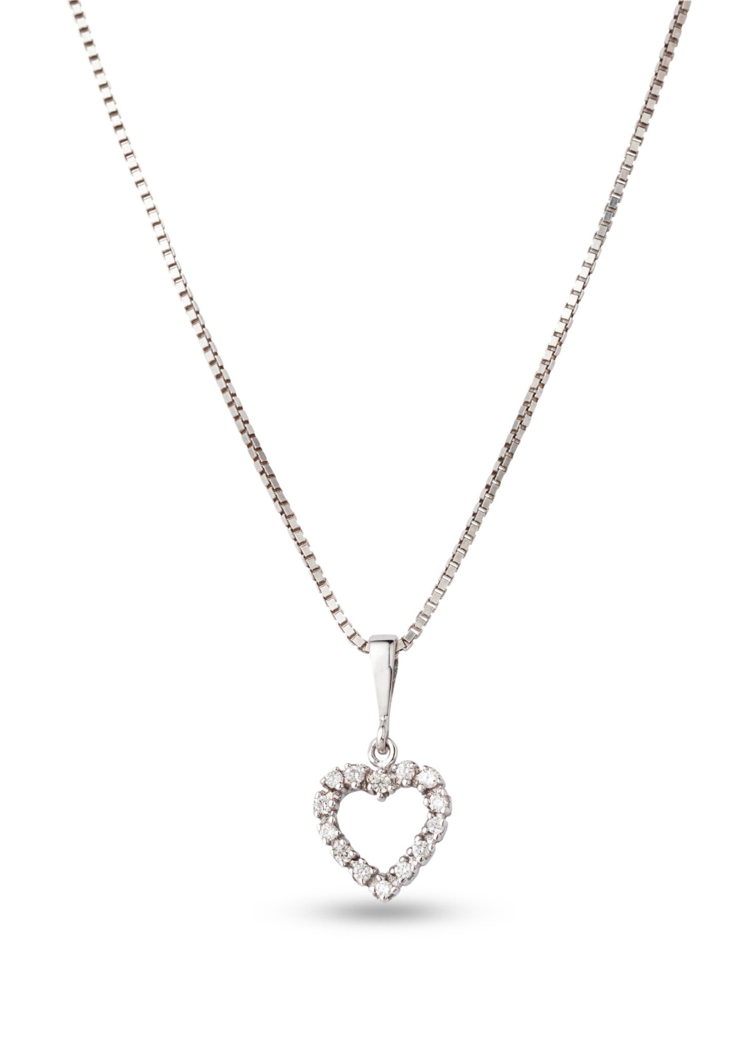 Diamanthjerte anheng i hvitt gull 0,14 ct