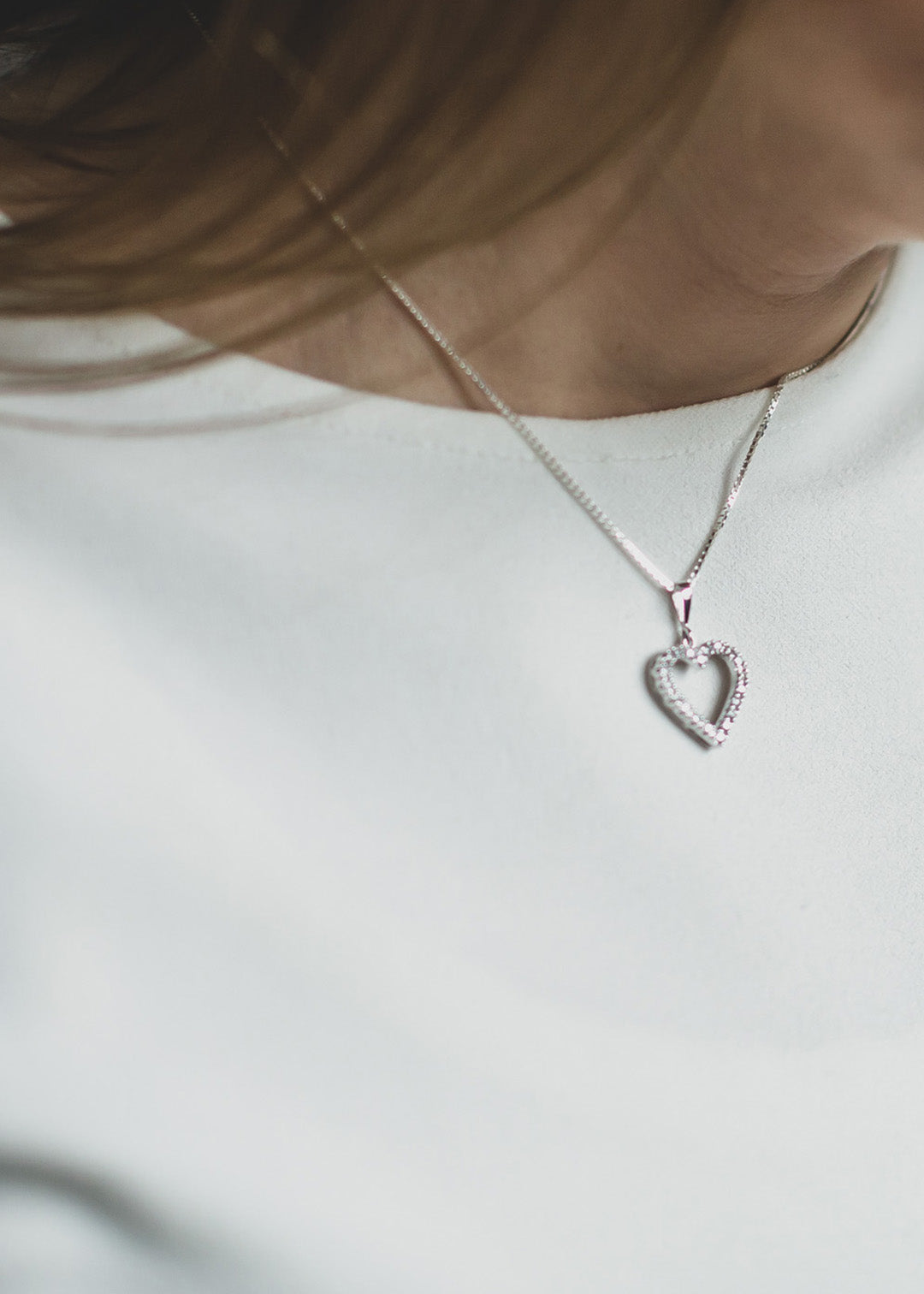 Diamond heart pendant in white gold 0.20 ct