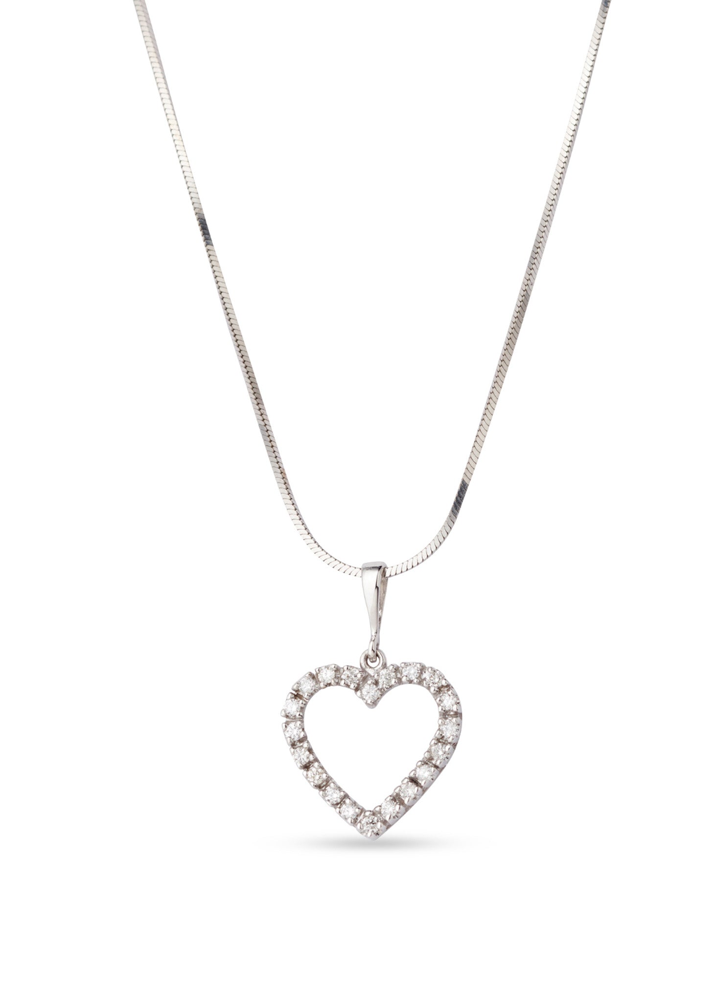 Diamond heart pendant in white gold 0.20 ct