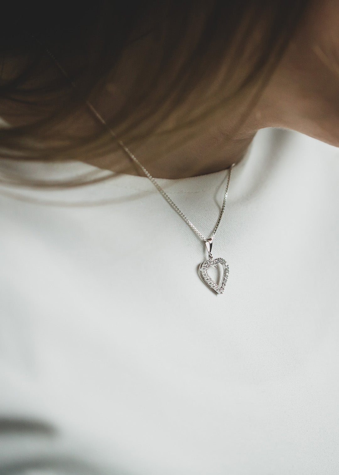 Diamond heart pendant in white gold 0.20 ct