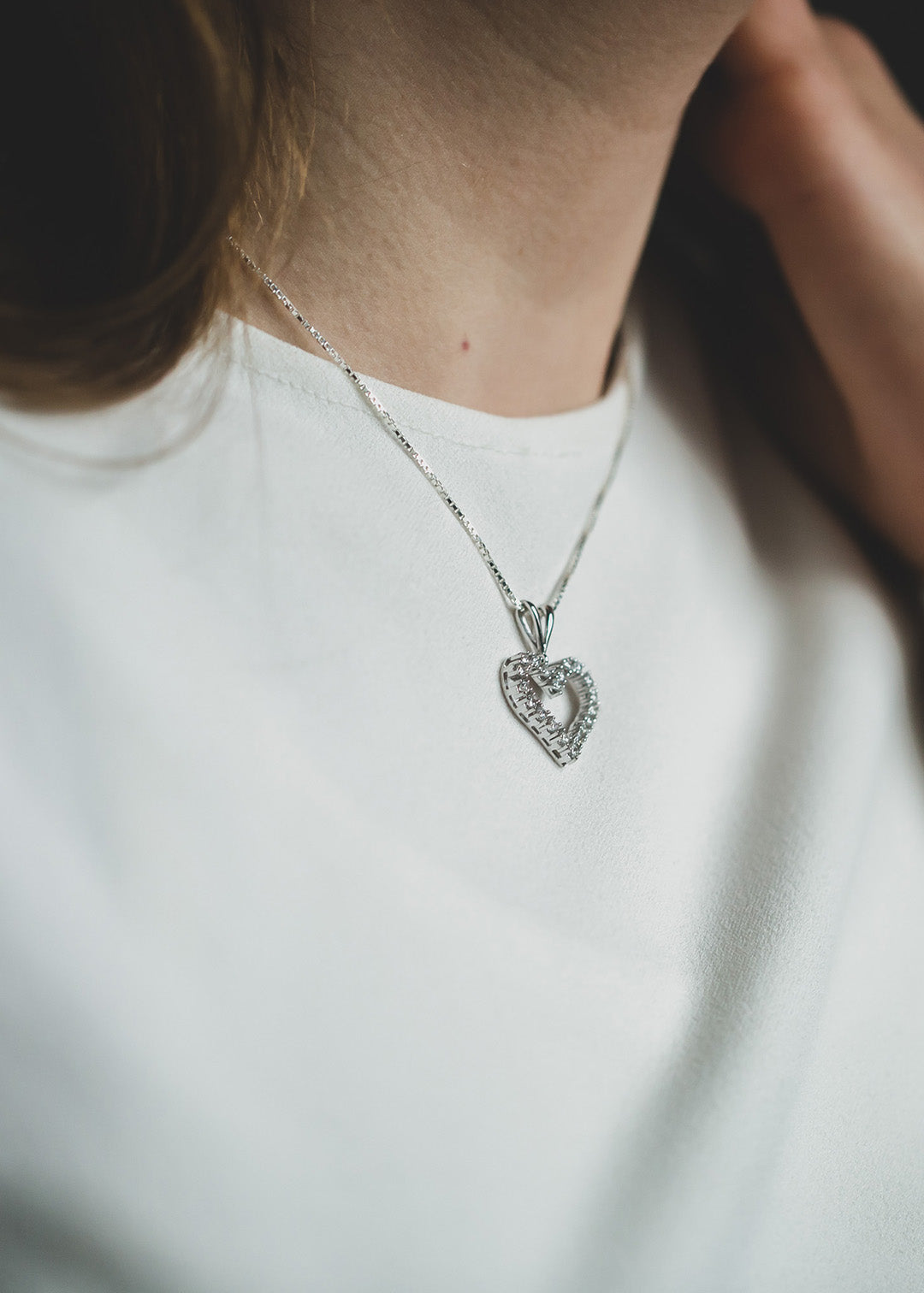 Diamond heart pendant in white gold 0.80 ct