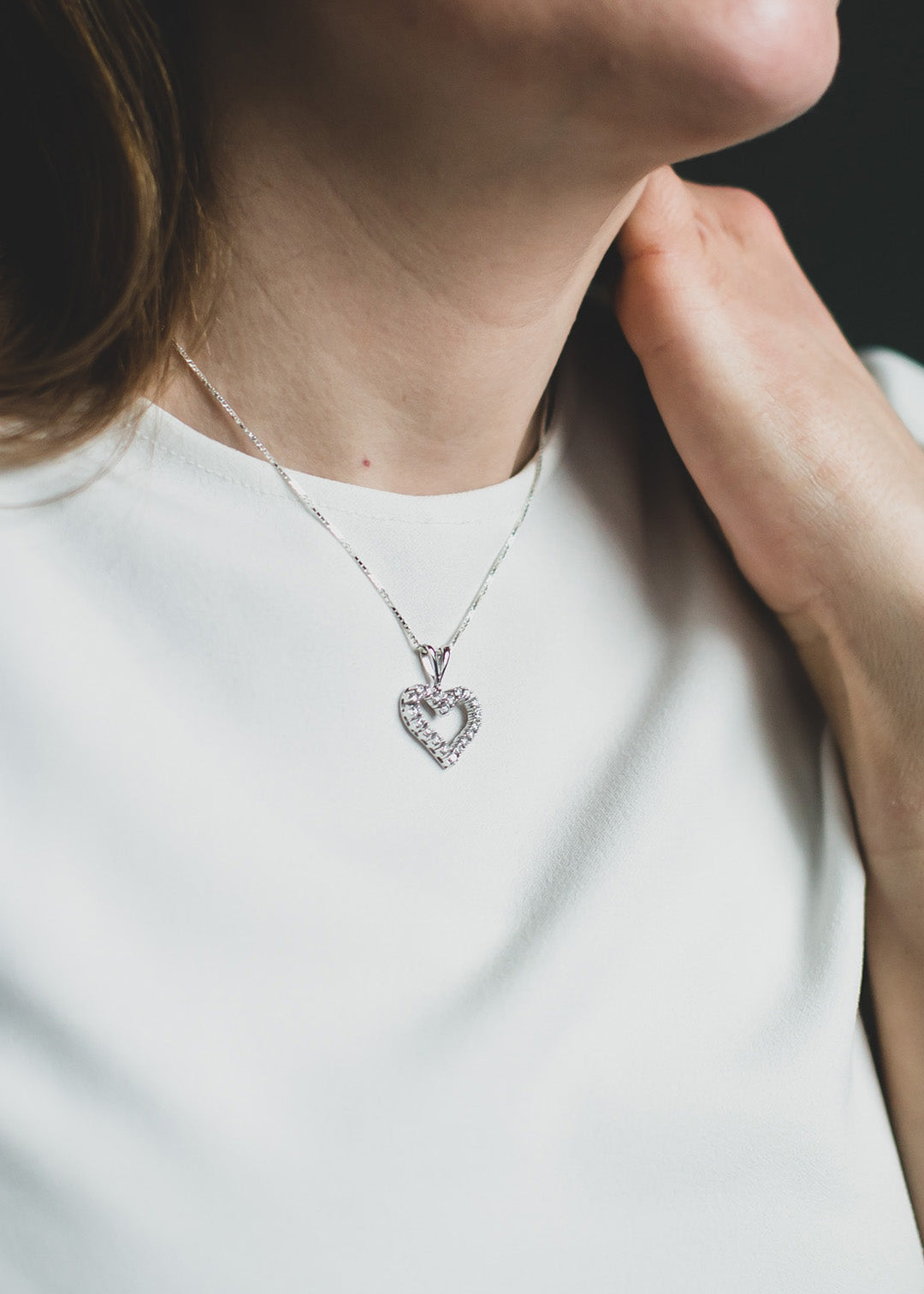 Diamond heart pendant in white gold 0.80 ct