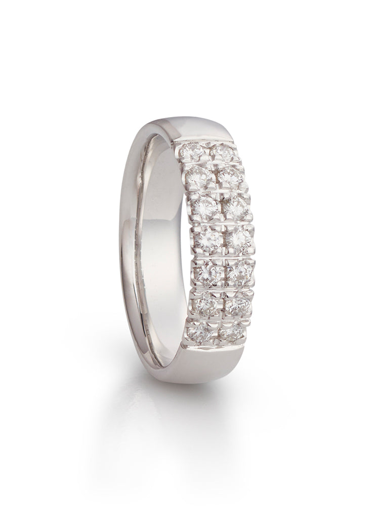 Two row diamond ring 0.42 ct in white gold 