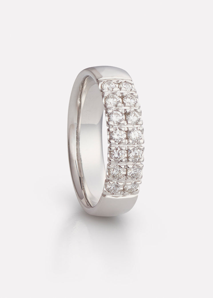 Two row diamond ring 0.42 ct in white gold 